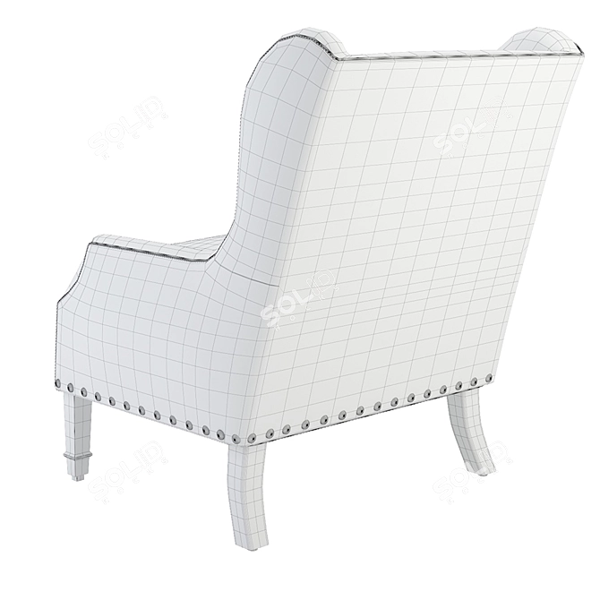 Modern Leather Raul Wing Chair 3D model image 3