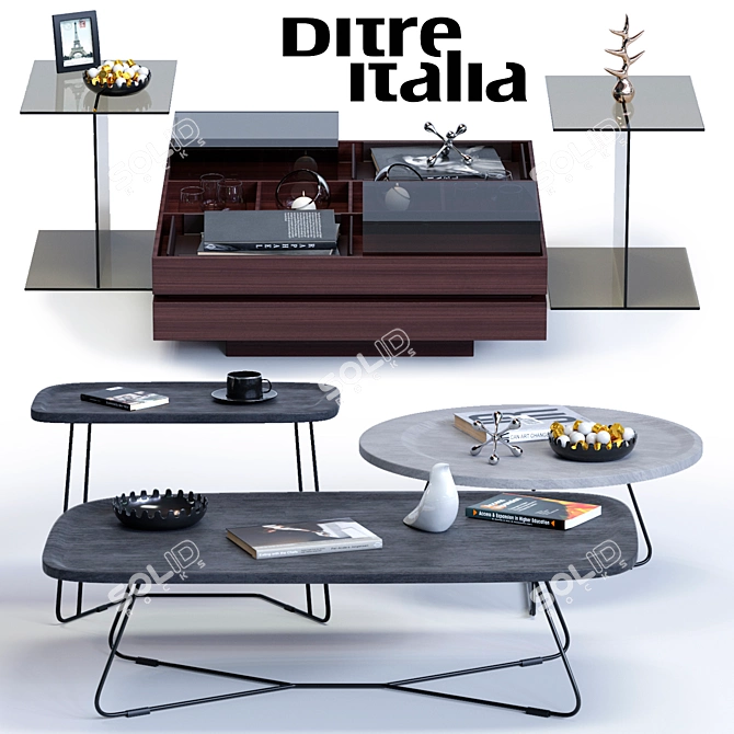 DITRE ITALIA Coffee Tables Set: Verve & St. Germain 3D model image 1