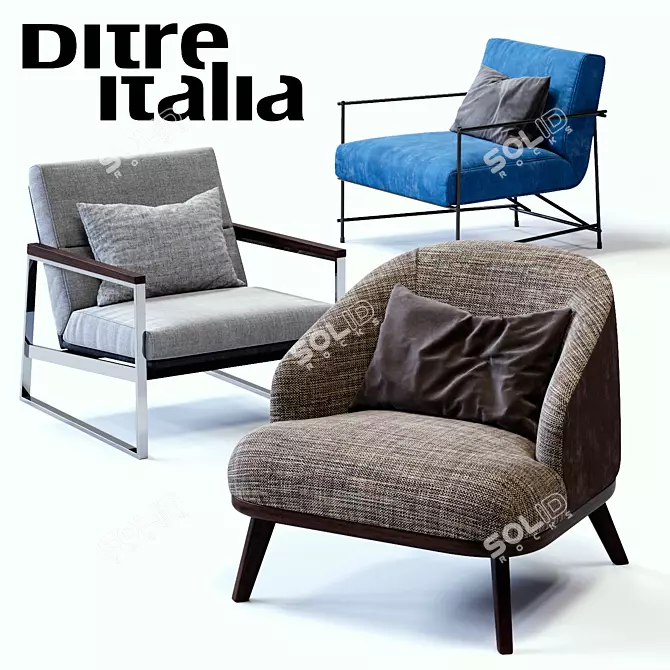 Italian Armchair Set: Kyo, St. Tropez, Daytona 3D model image 1