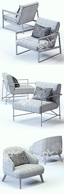 Italian Armchair Set: Kyo, St. Tropez, Daytona 3D model image 3