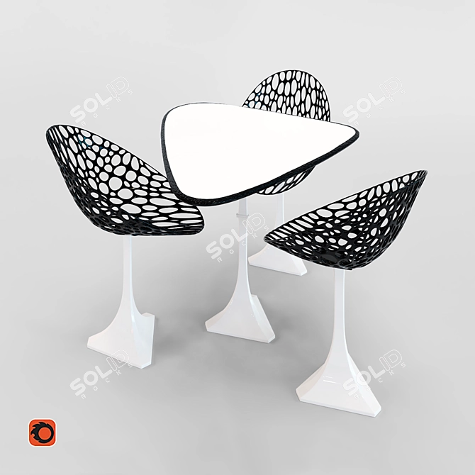 Minimalist Monochrome Table Set 3D model image 1