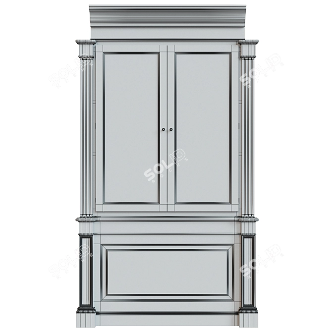 Built-in Wardrobe Set: 1300mm Closet Module, 2 Piers, Cornice 3D model image 3