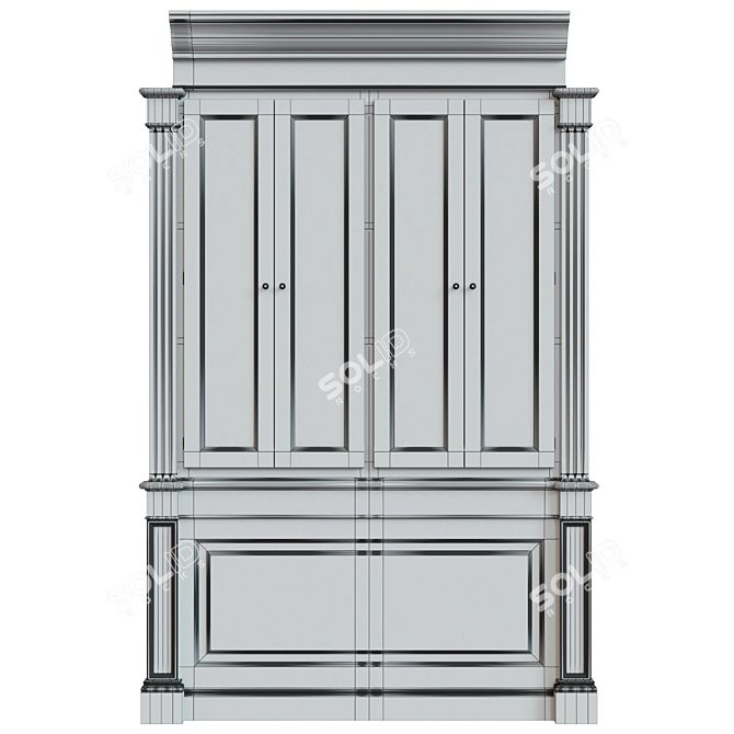 Built-in Wardrobe Set | 1500mm Module, Pilasters, Cornice 3D model image 3