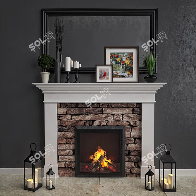 Decorative Fireplace Set 3D model image 1