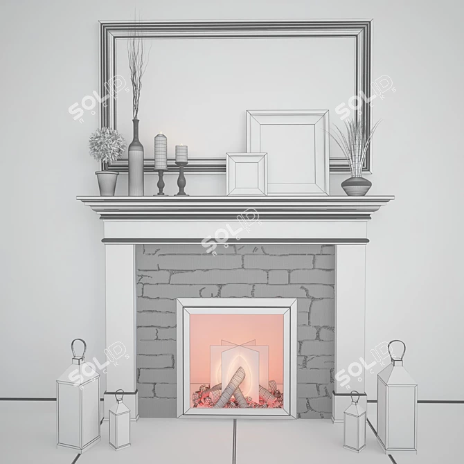 Decorative Fireplace Set 3D model image 3