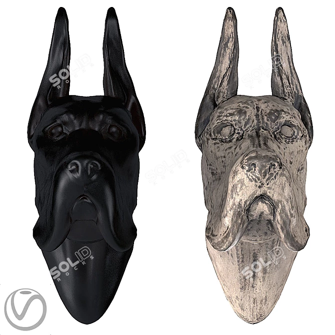 Dog Head Plaster Sculpture 3D model image 3