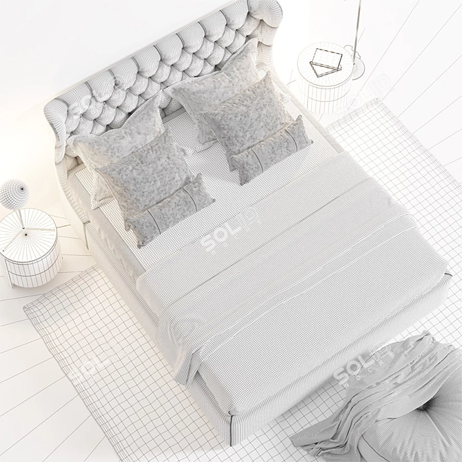 Luxury King Size Bed - MERIDIANI LAUREN 3D model image 3