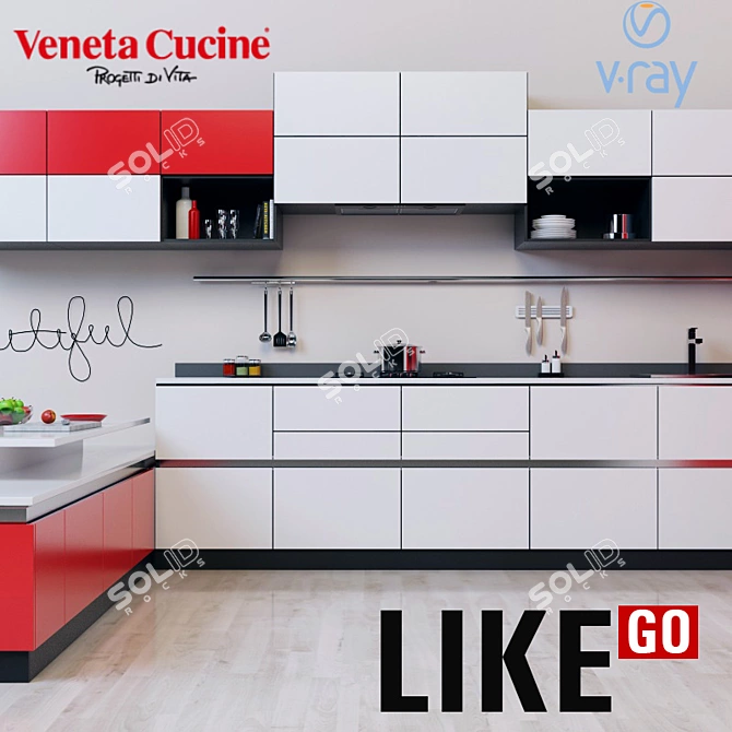 Vineto Cucine Like_GO: Modern Kitchen with Texture and Render Files 3D model image 1