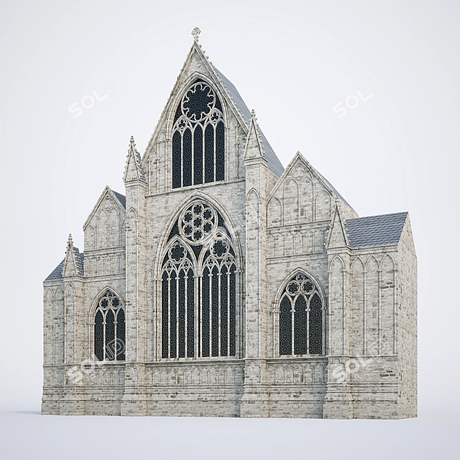 Gothic Facade: Magnificent, 23.3m Tall 3D model image 1