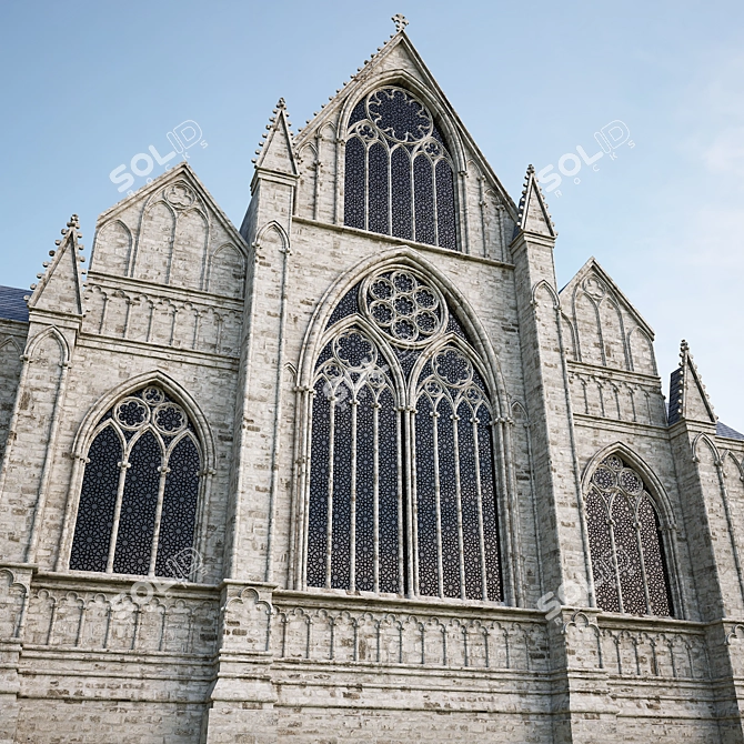Gothic Facade: Magnificent, 23.3m Tall 3D model image 2