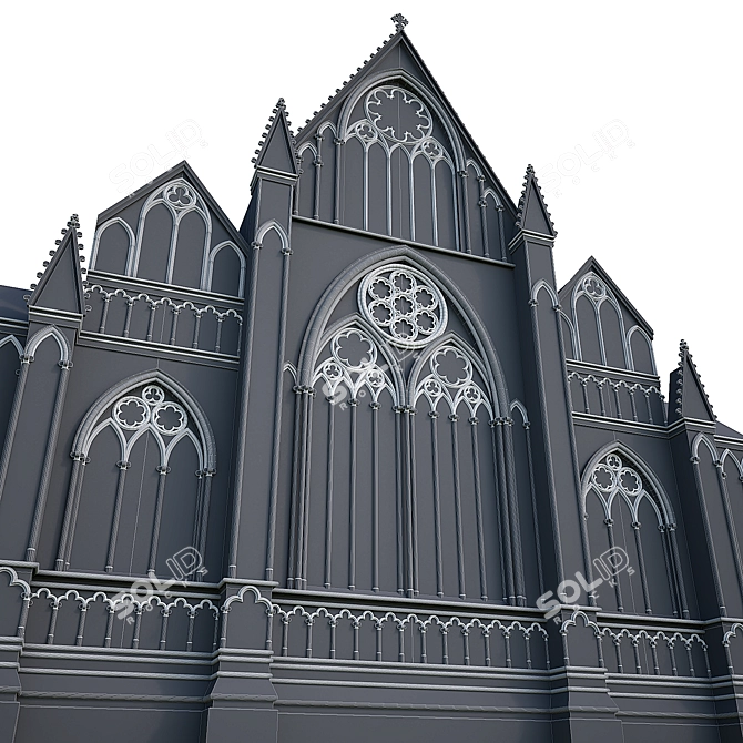 Gothic Facade: Magnificent, 23.3m Tall 3D model image 3