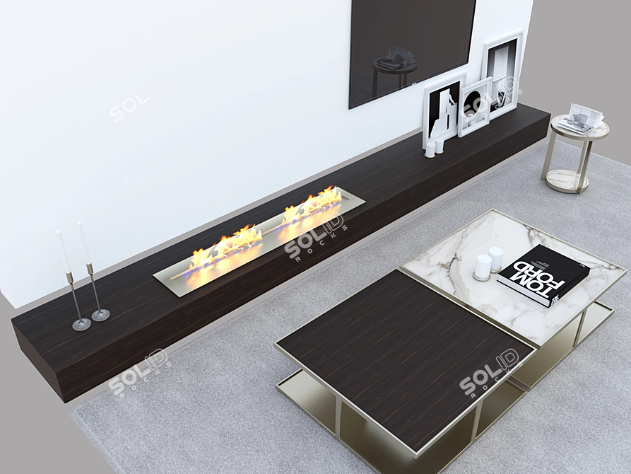 Elegant Electric Fireplace TV Wall 3D model image 2