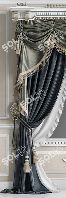 Elegant Silk Crown Classic Curtain 3D model image 2