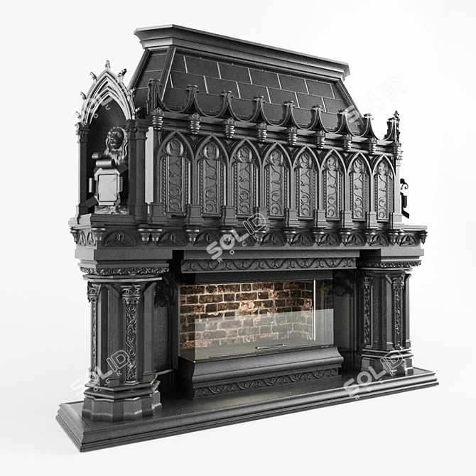 Ethereal Inferno Gothic Fireplace 3D model image 1