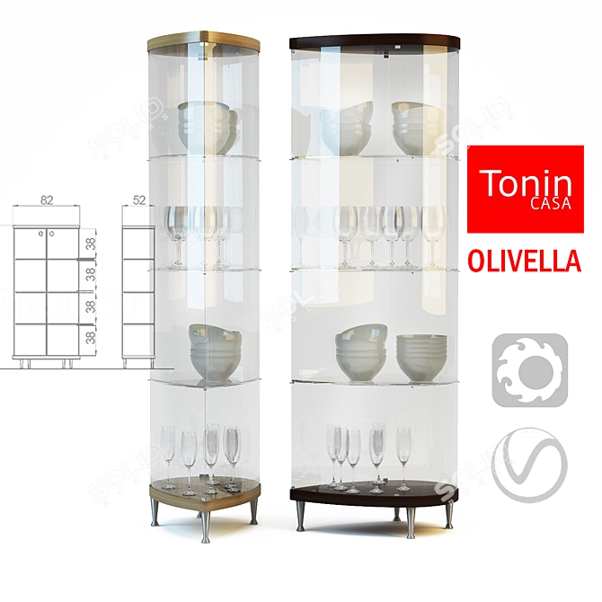 Italian Glass Showcase: Olivella 3D model image 1