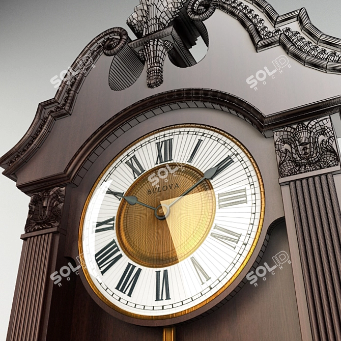 Rustic Wooden Wall Clock 3D model image 3