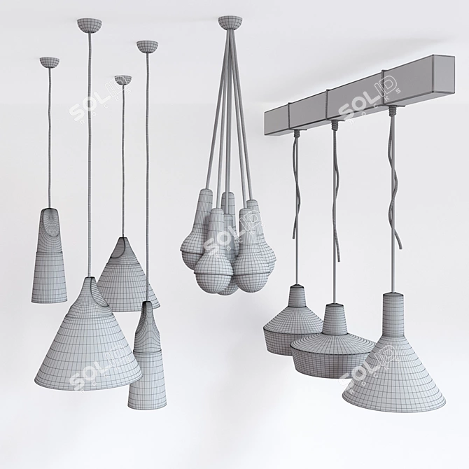 Gorgeous Wooden Lamp Set 3D model image 3