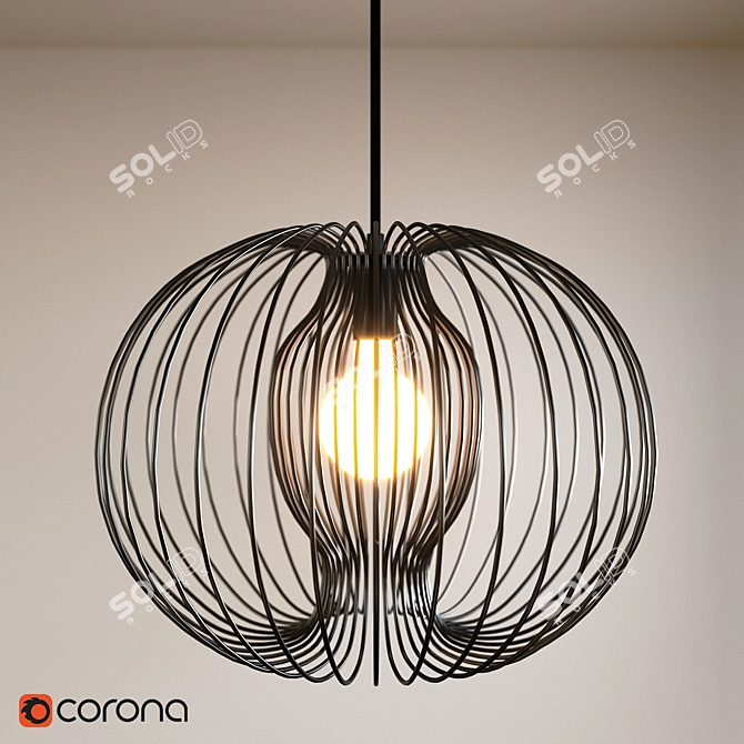 Industrial Chic Hanging Lamp - Black Lucide VINTI 3D model image 1