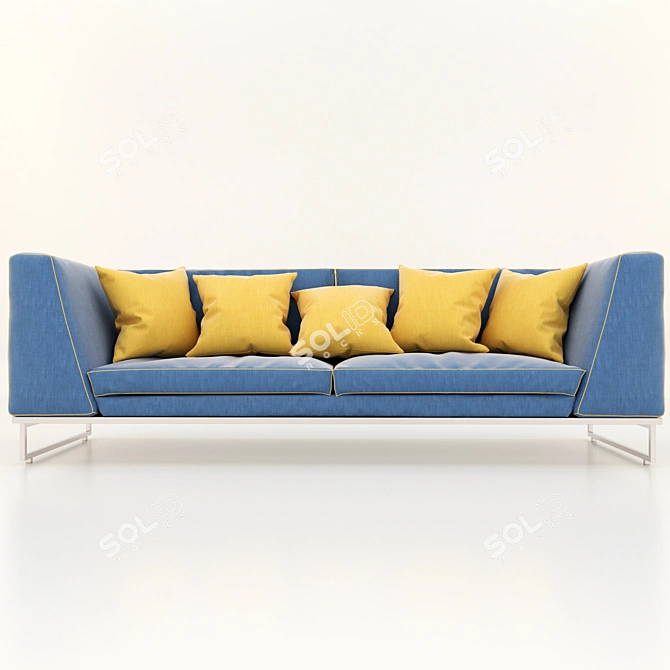 Vibrant Denim Sofa: Colorful Seating 3D model image 1