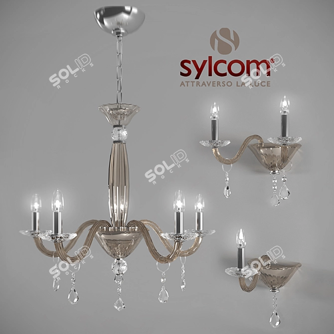 Sylcom Chandelier Set, Sconces 660/5, 660/А1, 660/А2 3D model image 1