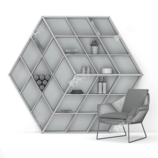 Modern Charm: RUBIKA Bookcase & NEW YORK Armchair 3D model image 2