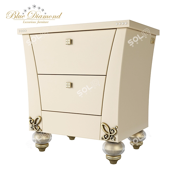 Luxury Blue Diamond Bedside Table 3D model image 1