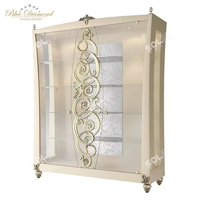 Elegant Diamond Blue Display Cabinet 3D model image 1