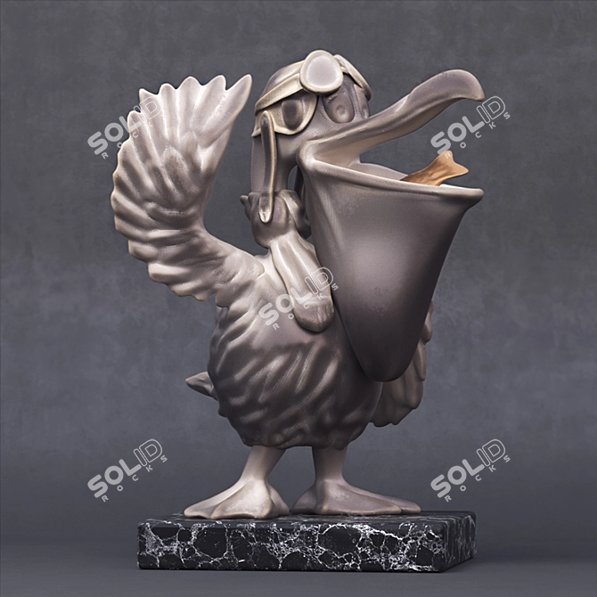 Elegant Pelican Figurine: 33cm Height 3D model image 1