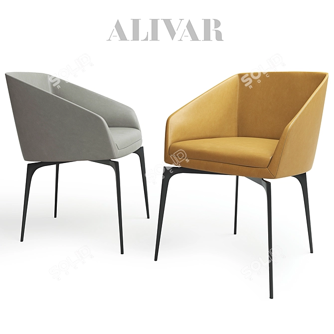 ALIVAR / Denise and Liuto Round: Stylish Chairs and Table Set 3D model image 2