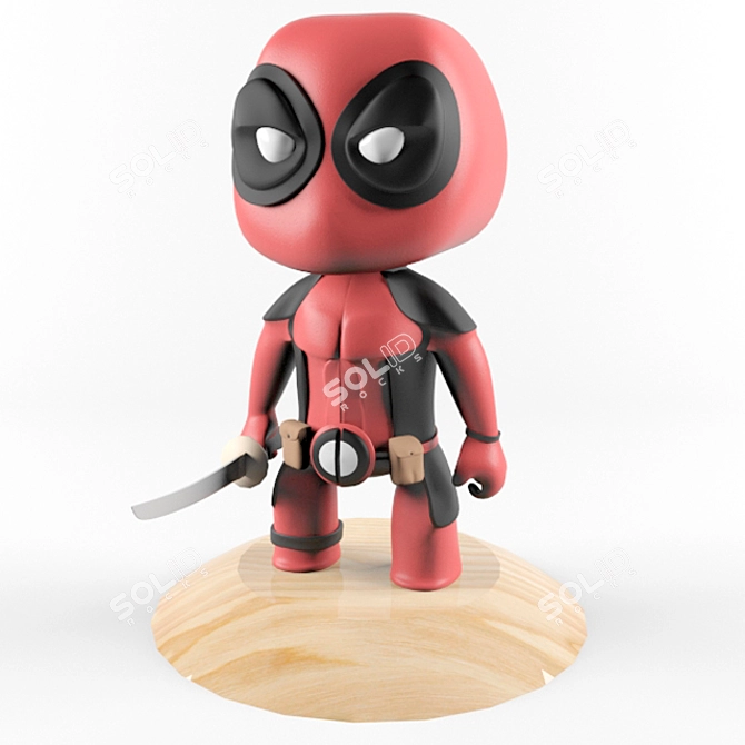 Mini Deadpool Figurine for Kids 3D model image 1