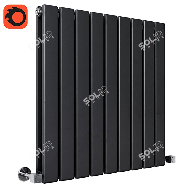 Milano Alpha Designer Radiator - Black Horizontal Slim Panel 3D model image 1