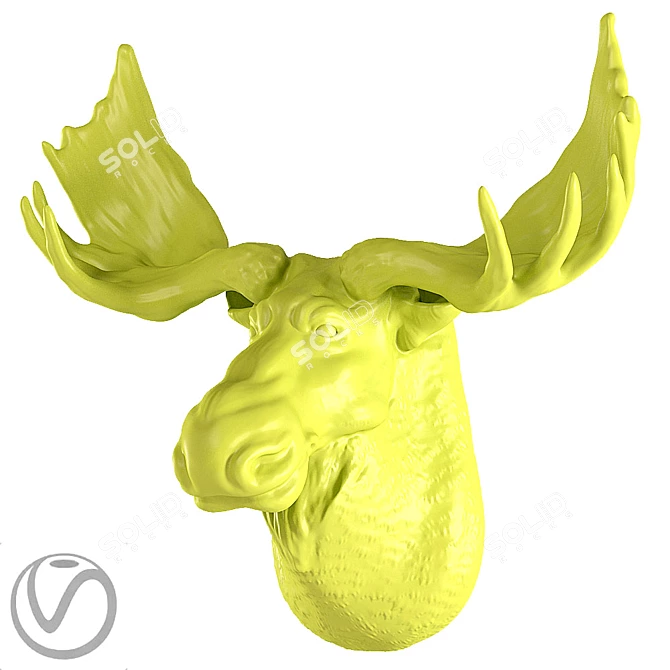 Elegant Gypsum Moose Sculpture 3D model image 1