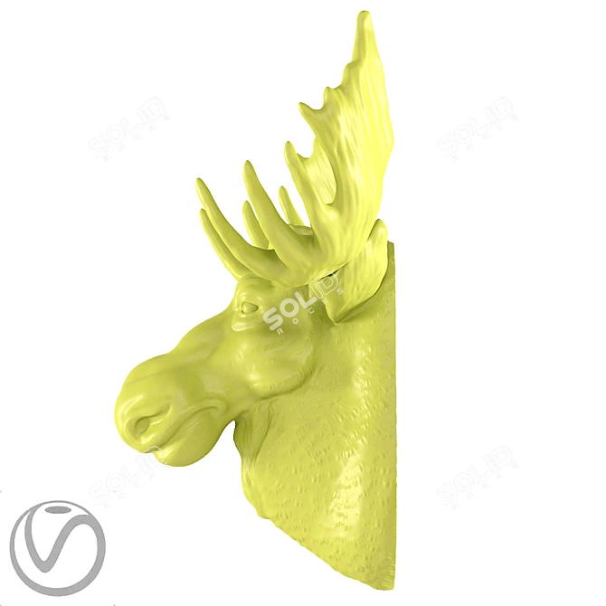 Elegant Gypsum Moose Sculpture 3D model image 3