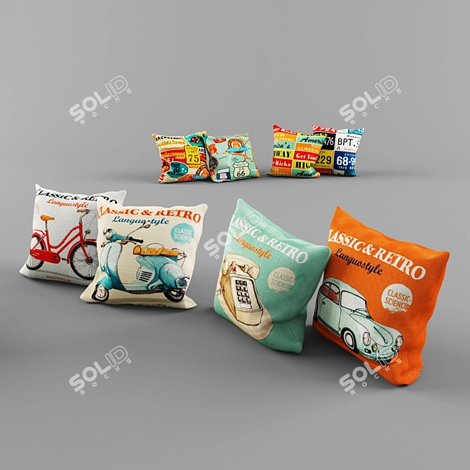 Vintage Vibes: Classic & Retro Route 66 Pillows 3D model image 3