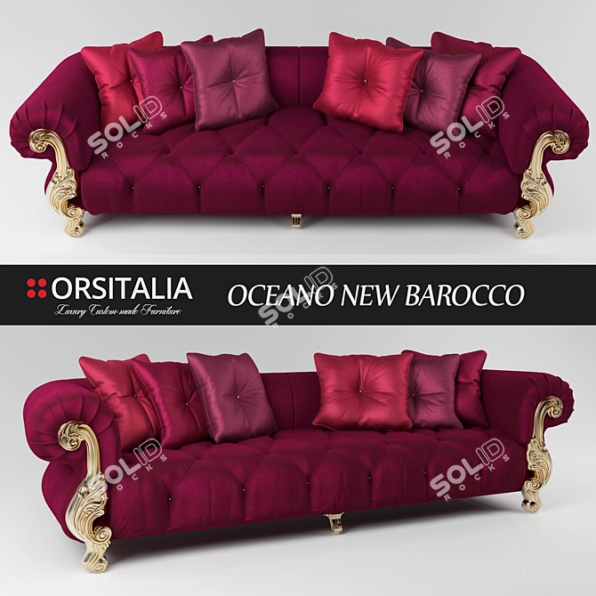 Luxury Baroque Sofa: Oceano's Handcrafted Elegance 3D model image 1