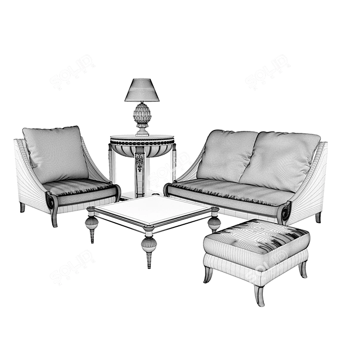 Luxury Furniture Set: Troya Sofa, Benet Coffee Table, Elegant Pedestal, Pina Iluminacion Lamp 3D model image 2