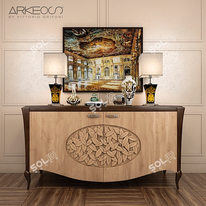 Arkeos KRONOS K100 Sideboard: Elegant Noce Grano 3D model image 1