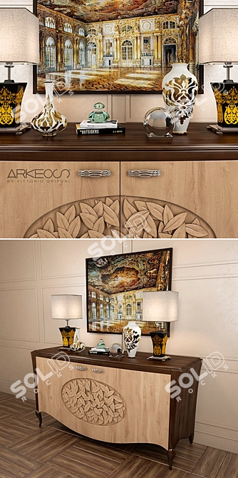 Arkeos KRONOS K100 Sideboard: Elegant Noce Grano 3D model image 2