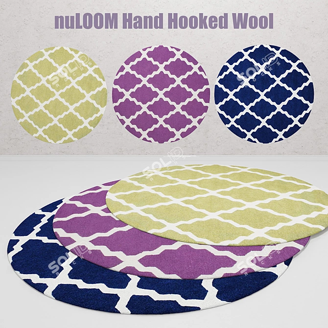 Luxury Hand Hooked Wool Rugs 3D model image 1