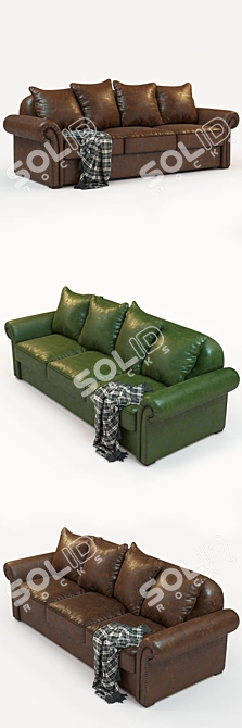 Classic English Style Leather Sofa - 3 Colors 3D model image 2