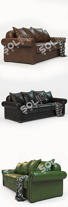 Classic English Style Leather Sofa - 3 Colors 3D model image 3