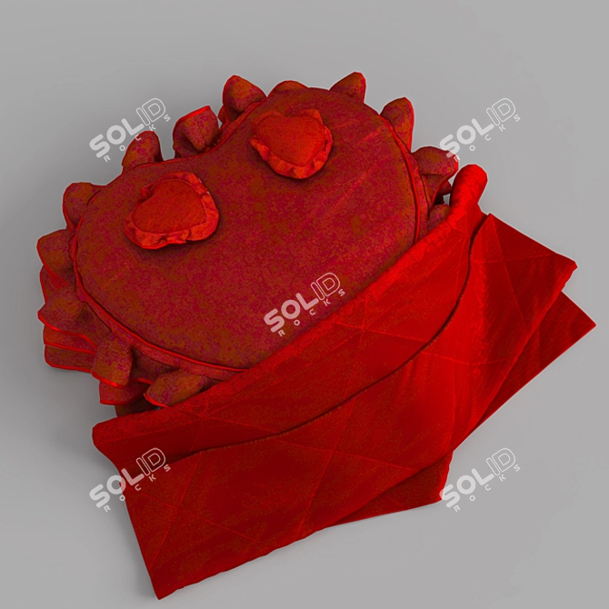 Romantic Love Heart Bed 3D model image 2