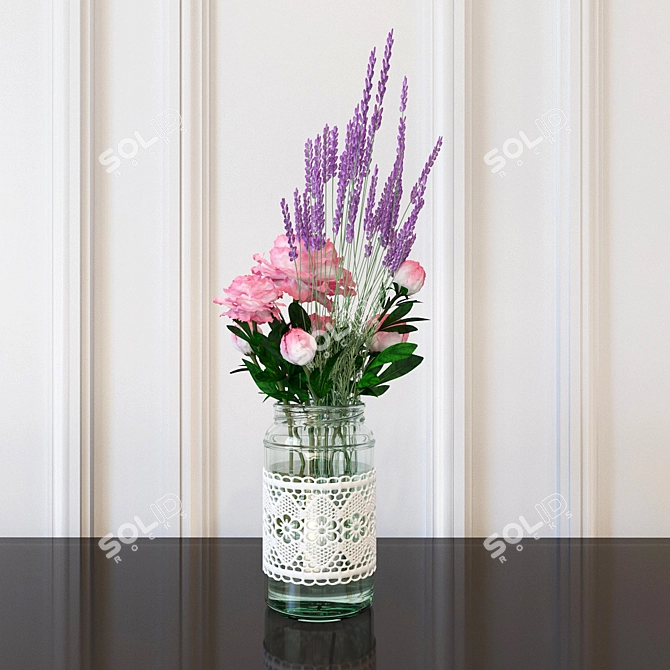 Bloom in Glass: Decorative Flower Set 3D model image 2