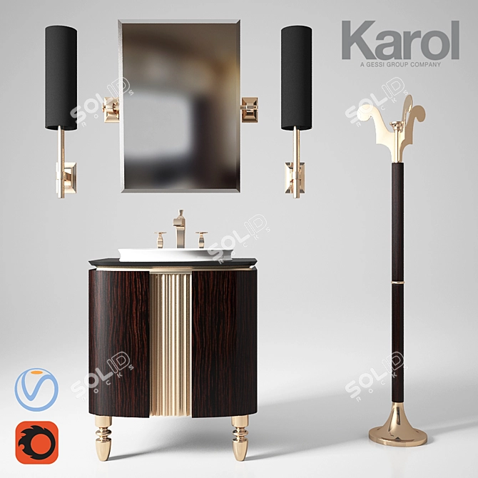Italian Bathroom Furniture Collection: Karol Bania 3D model image 1