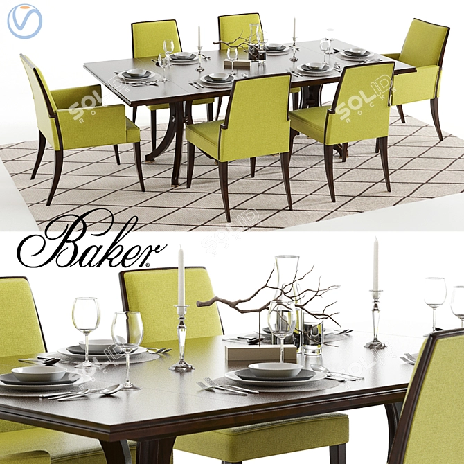 Elegant Baker Vienna Table Set 3D model image 1