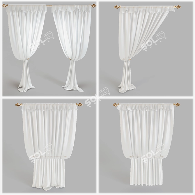 Mansard Window Tulle: 4 Variants 3D model image 1