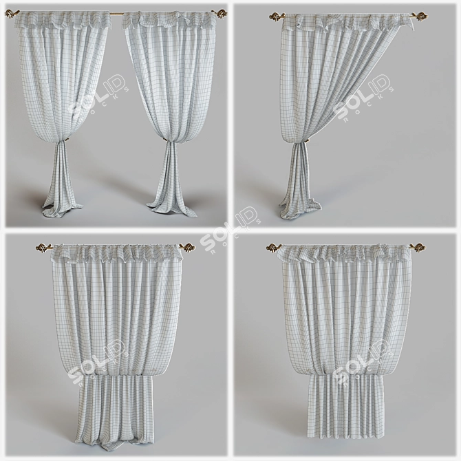 Mansard Window Tulle: 4 Variants 3D model image 2