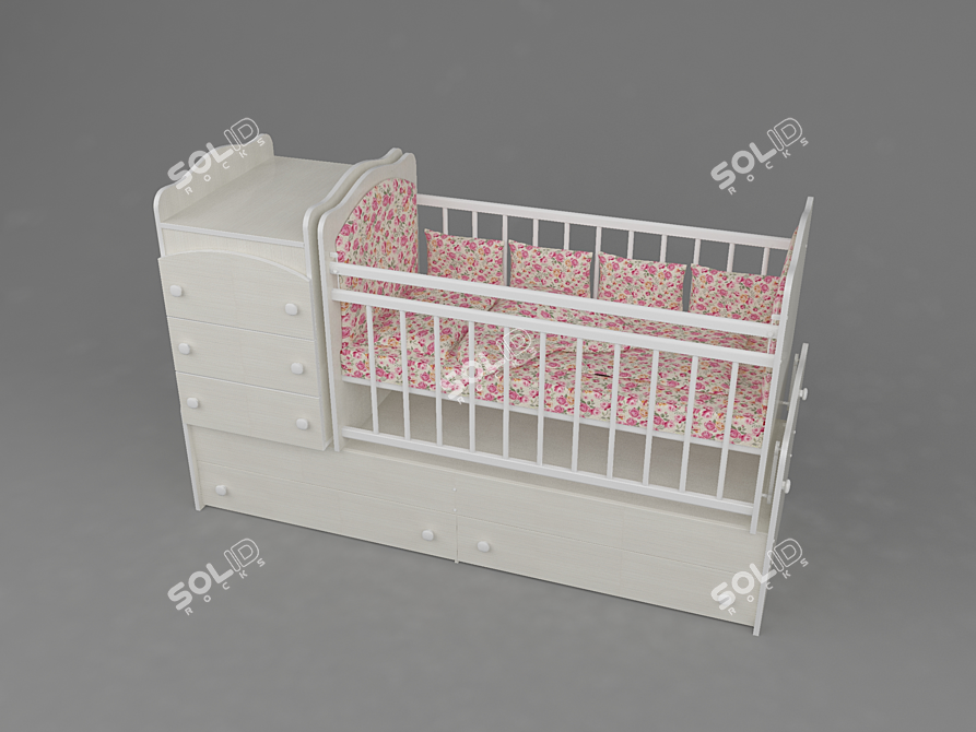 Convertible Baby Crib with Swings 3D model image 3