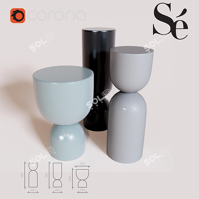 Sé Collections Stay Armchair & Time Piece Ceramic 3D model image 2