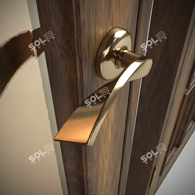 Elegant Wooden Doors with Glass 3D model image 2